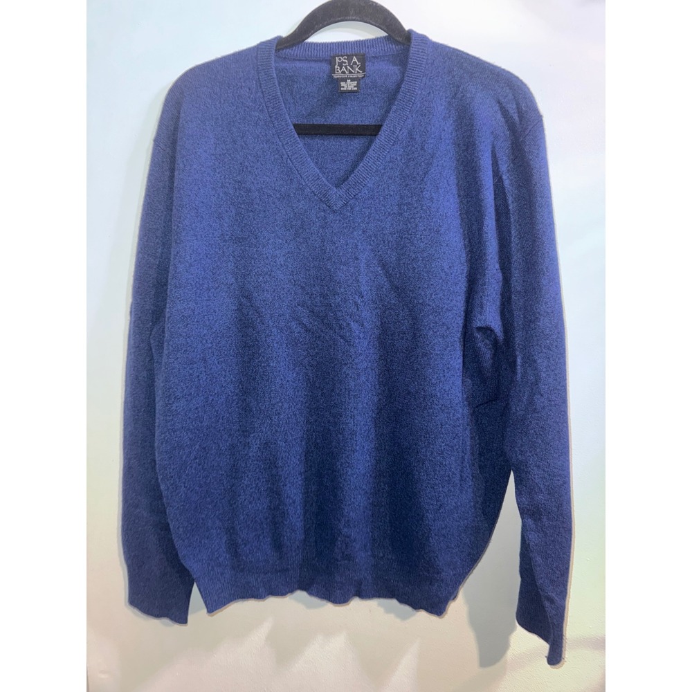 Jos. A. Bank Executive Collection Blue 100% Cashmere V-Neck Sweater Mens Medium